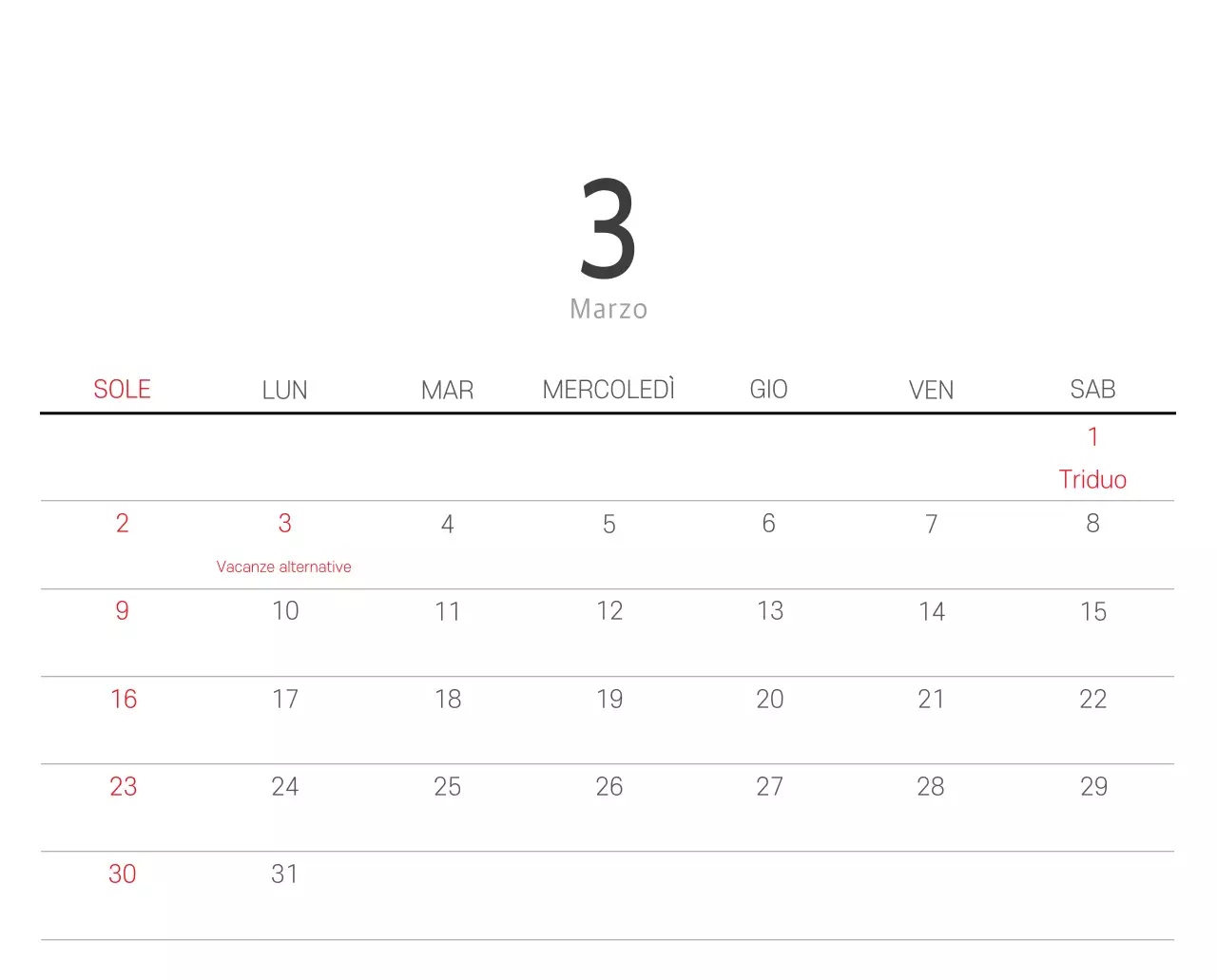 Calendario botanico naturale bianco e pulito