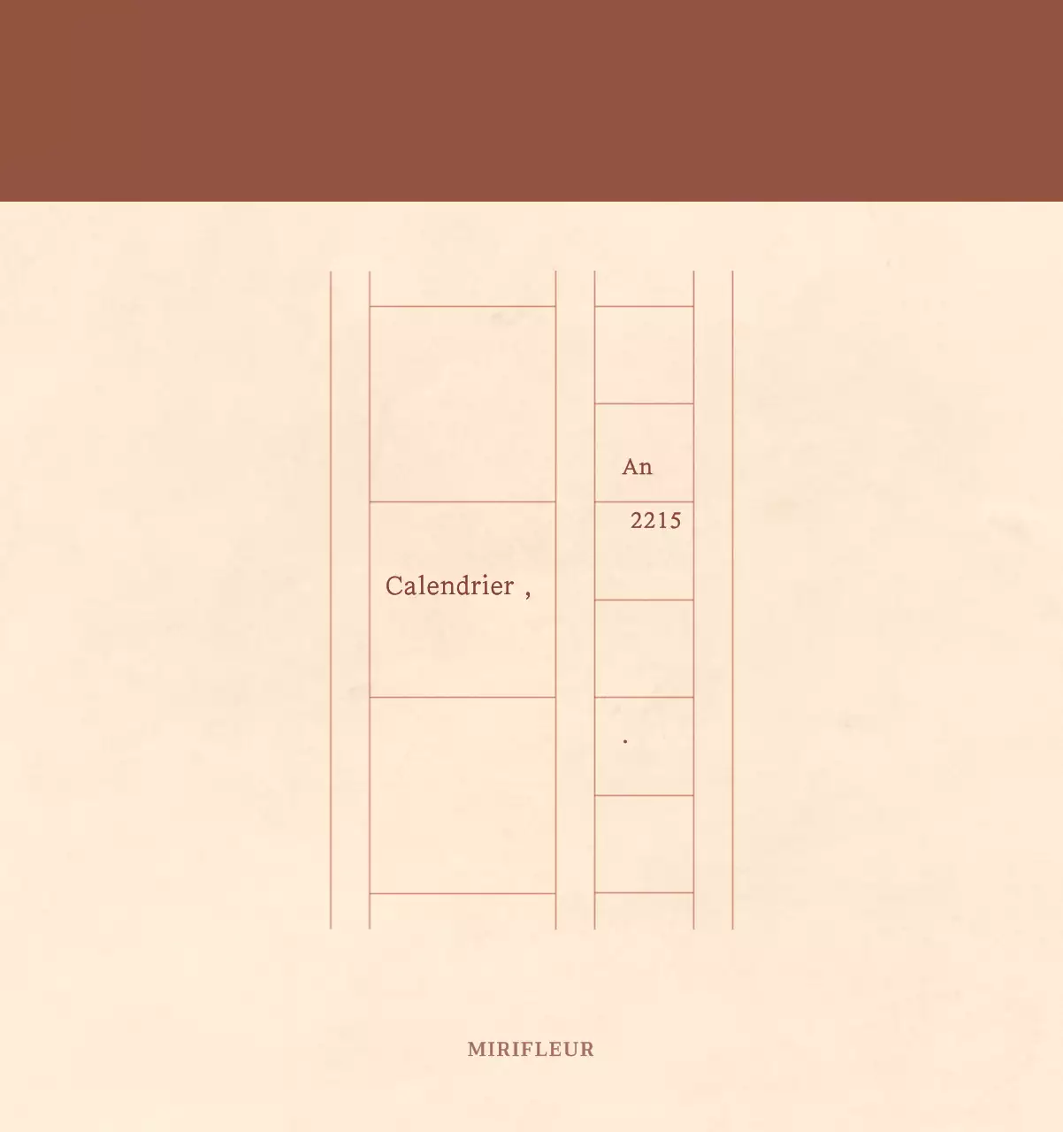 Calendrier sentimental de fleuriste en papier de laine marron clair et marron.