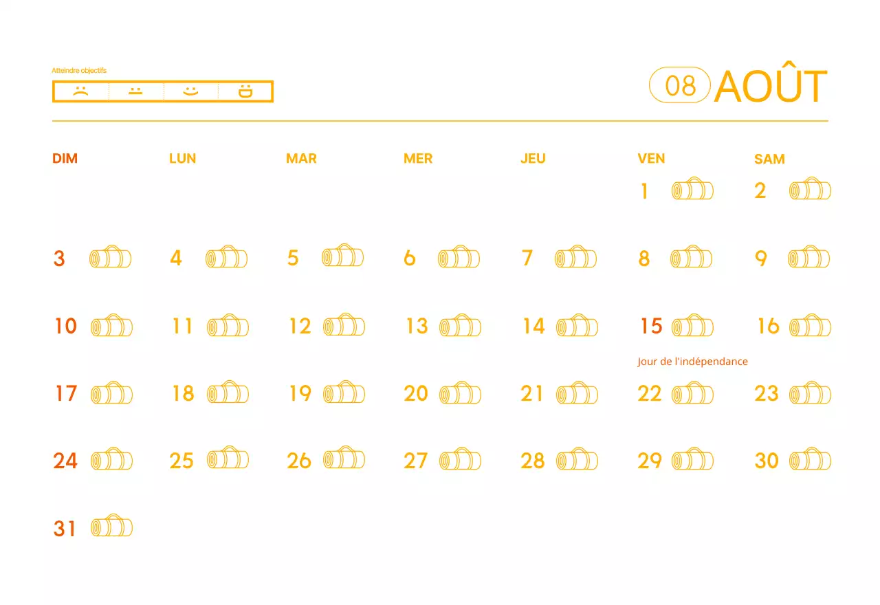 Calendrier promotionnel de yoga minimaliste orange