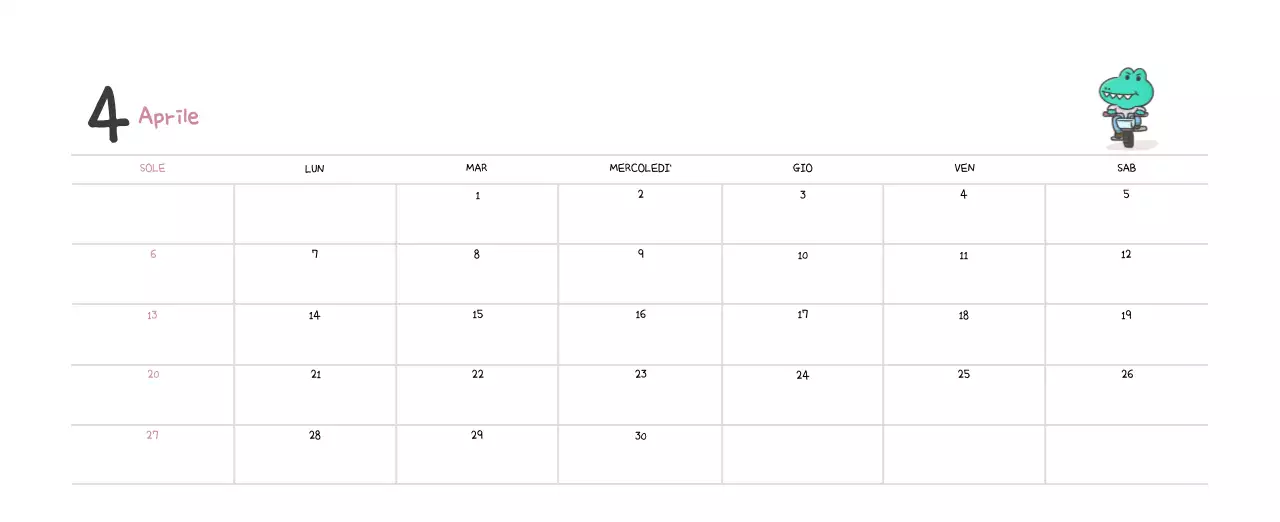 Un calendario con un simpatico concetto di illustrazione di Ago