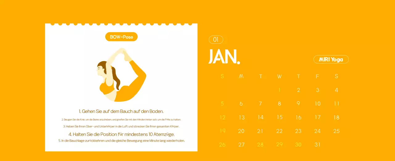 Orange Minimalistischer Yoga-Aktionskalender