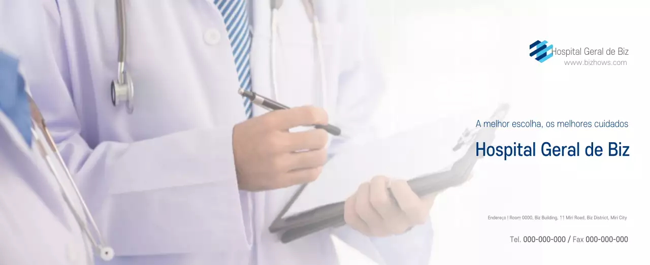 Calendário promocional hospitalar simples branco-marinho