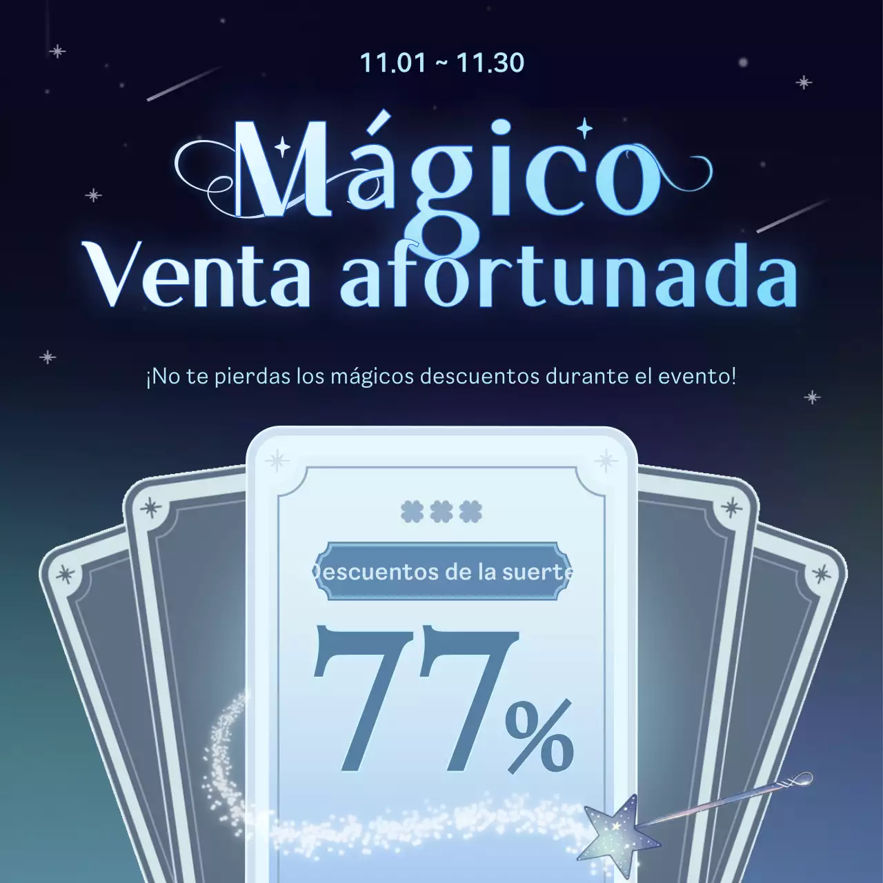 Promueva un evento de cupones Fantasía Azul y Negro