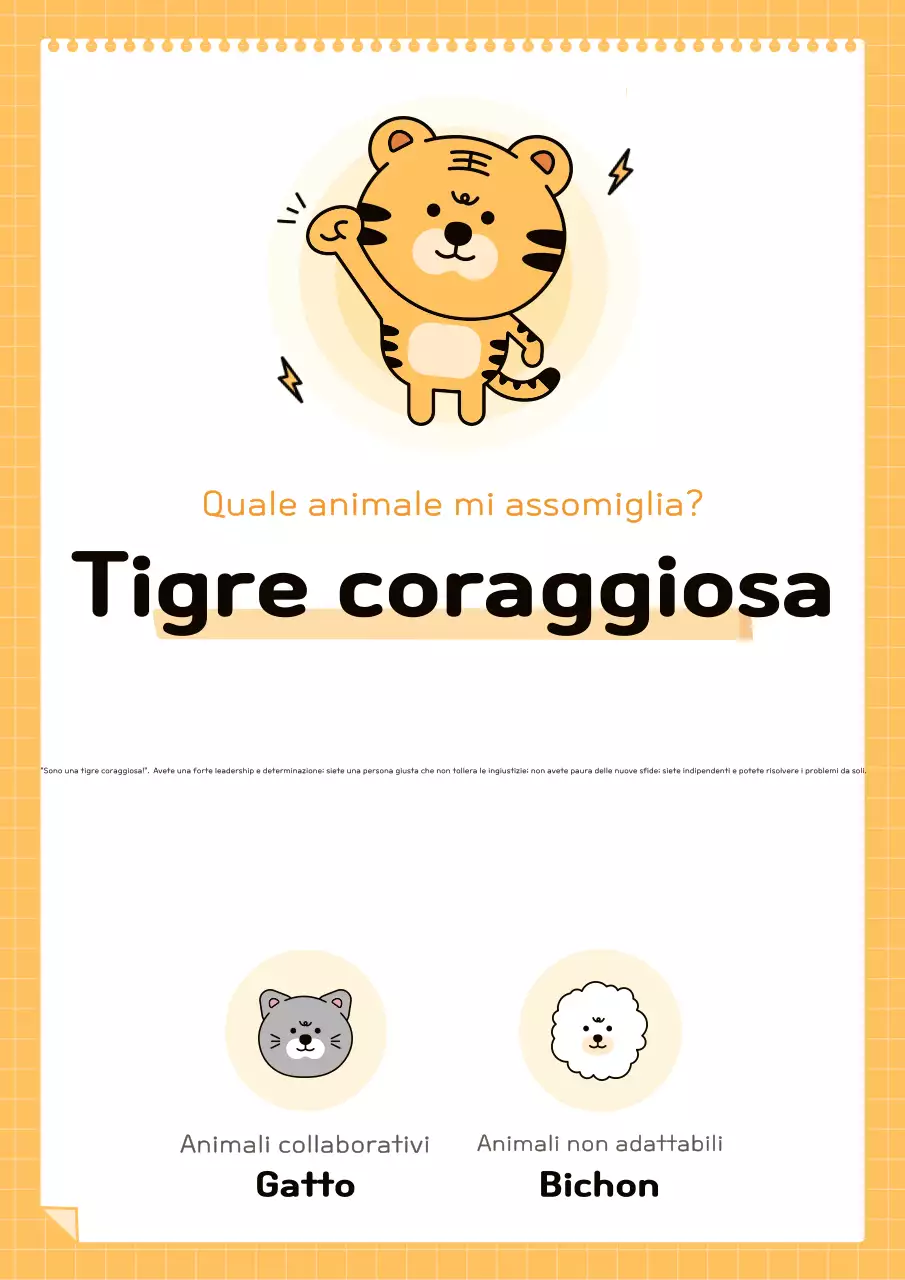 Promuovere un test della personalità in arancione e nero.