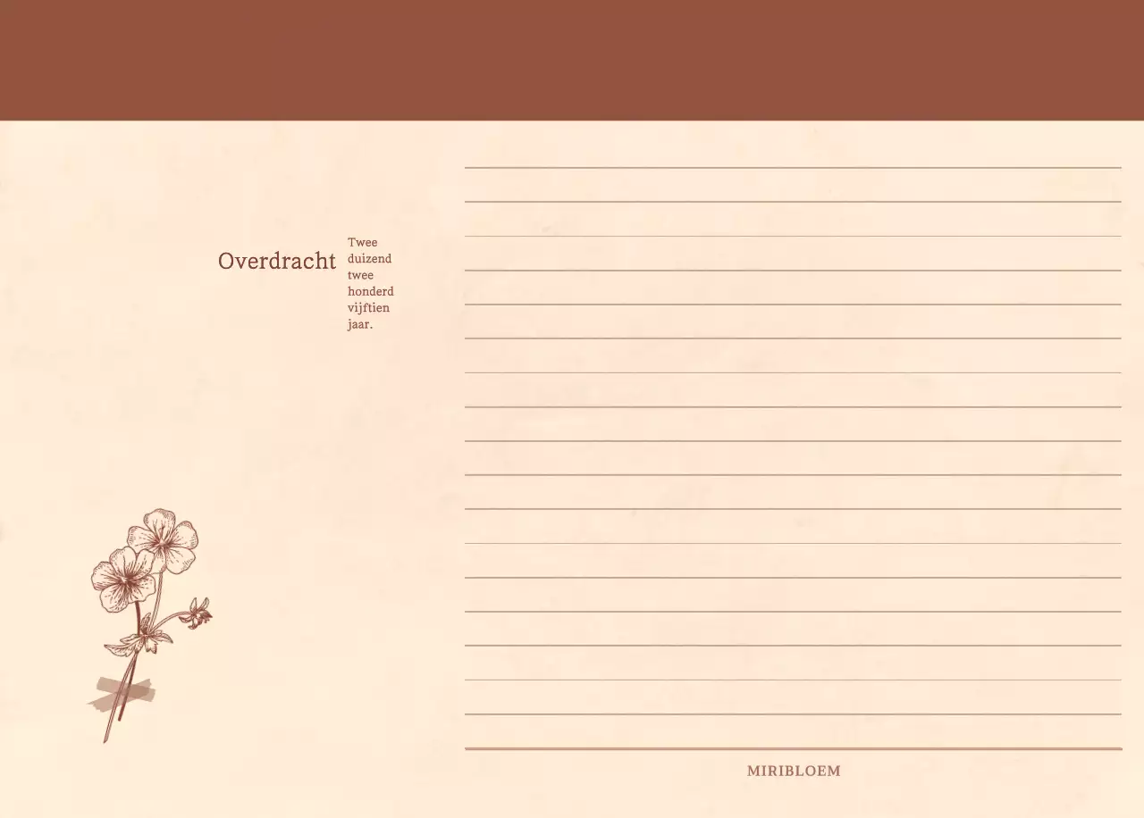 Een sentimentele bloemenkalender in lichtbruin en bruin geweven papierconcept