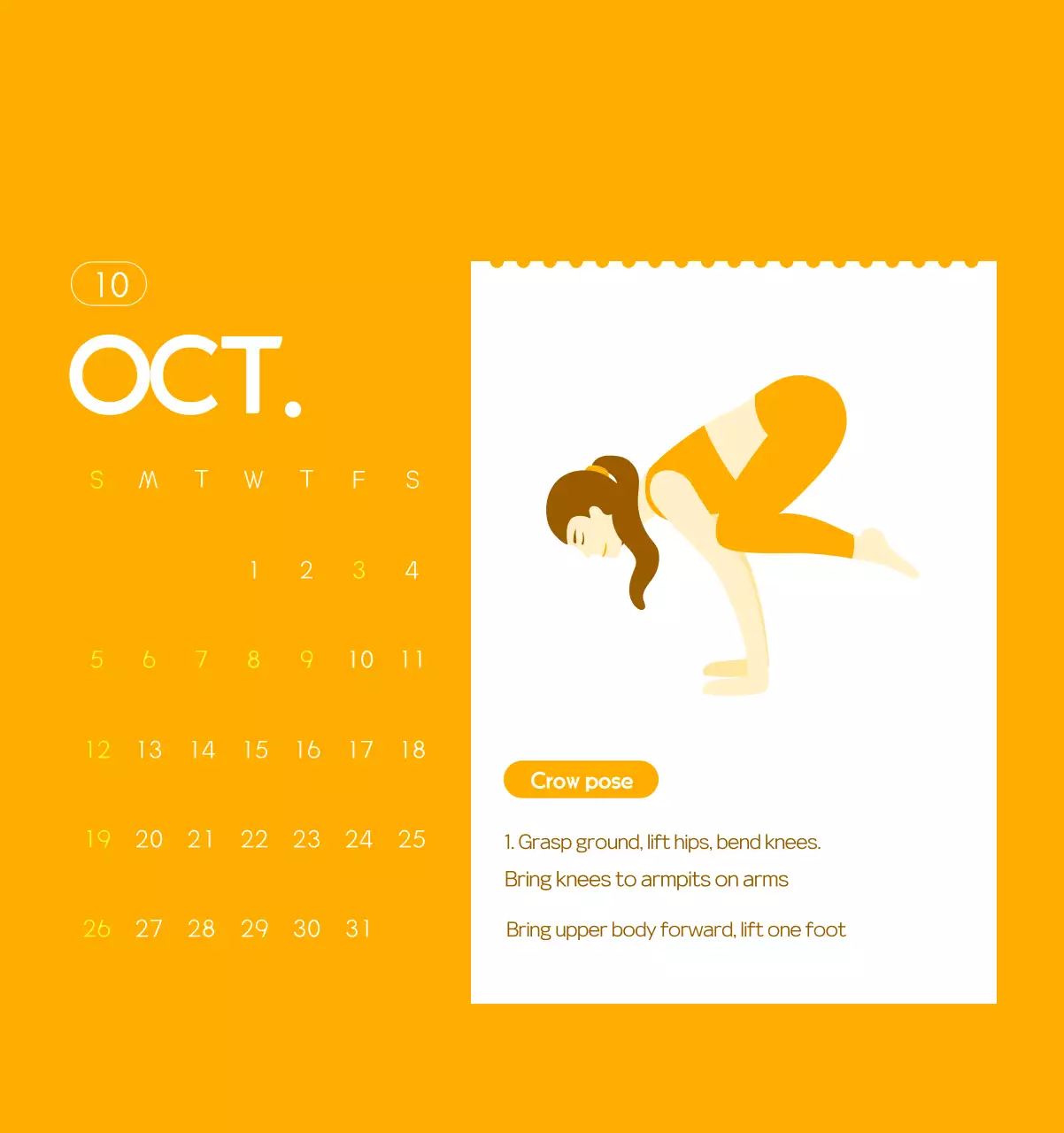 Orange Minimalist Yoga Promotional Calendar
