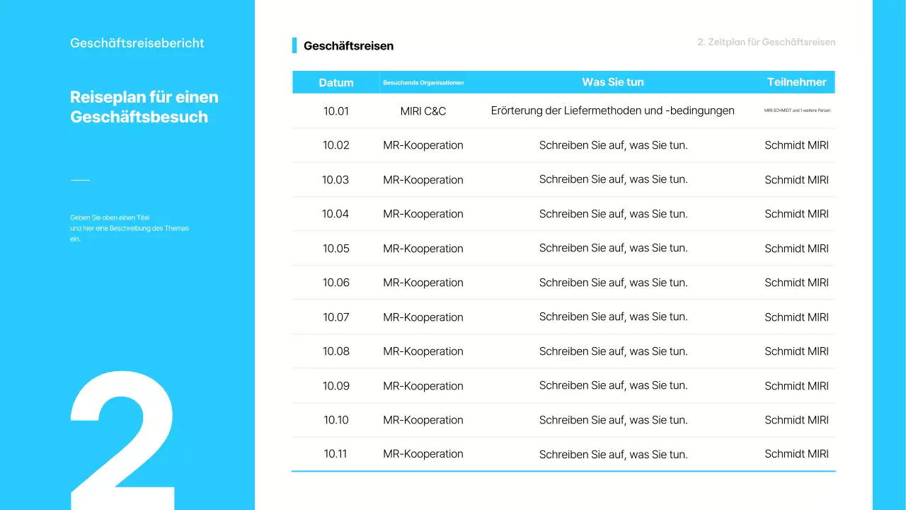 Hellblaue minimalistische Geschäftsreise Beschreibung