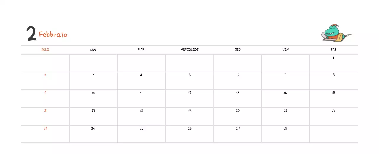 Un calendario con un simpatico concetto di illustrazione di Ago