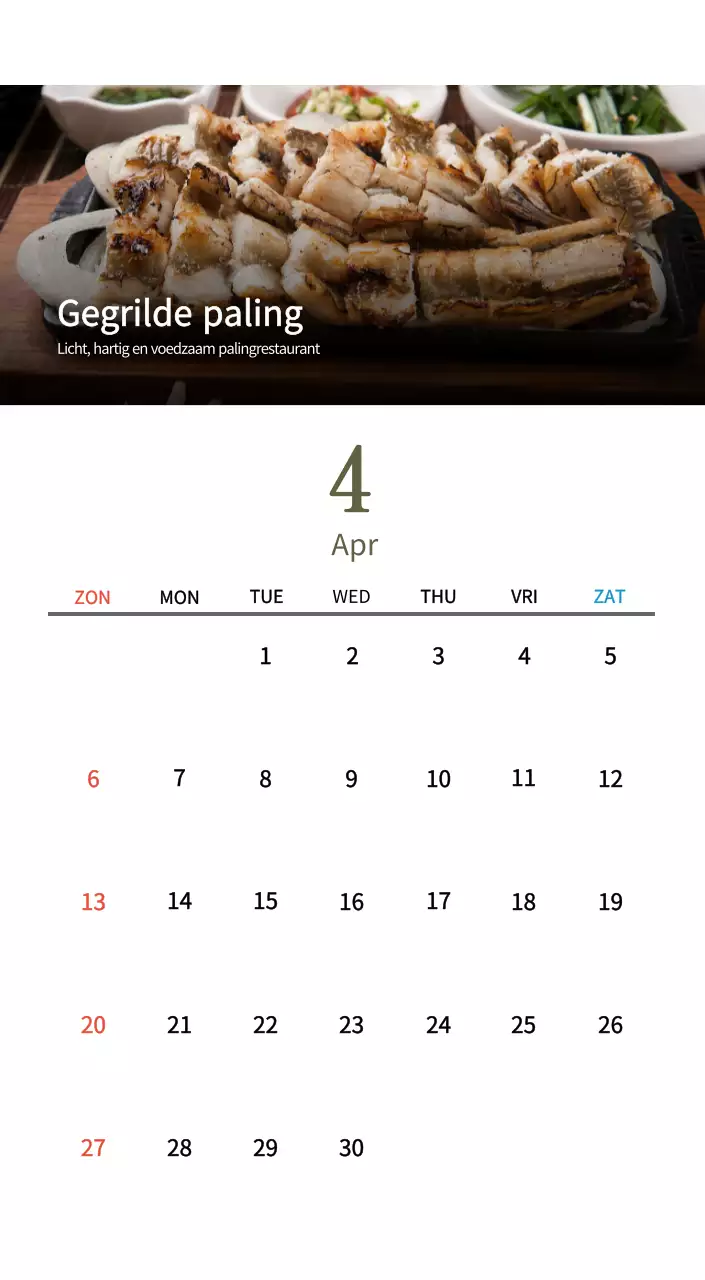 Beige Traditionele Eetkalender