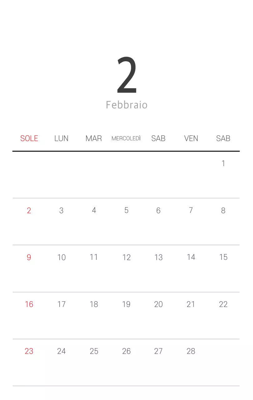 Calendario botanico naturale bianco e pulito