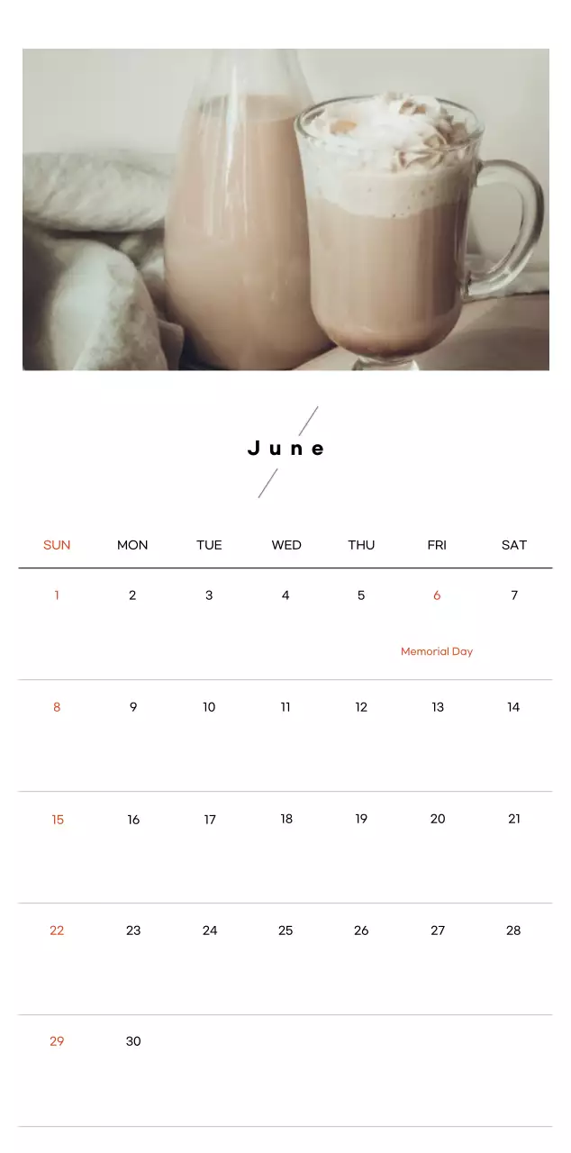 Minimalist coffee calendar