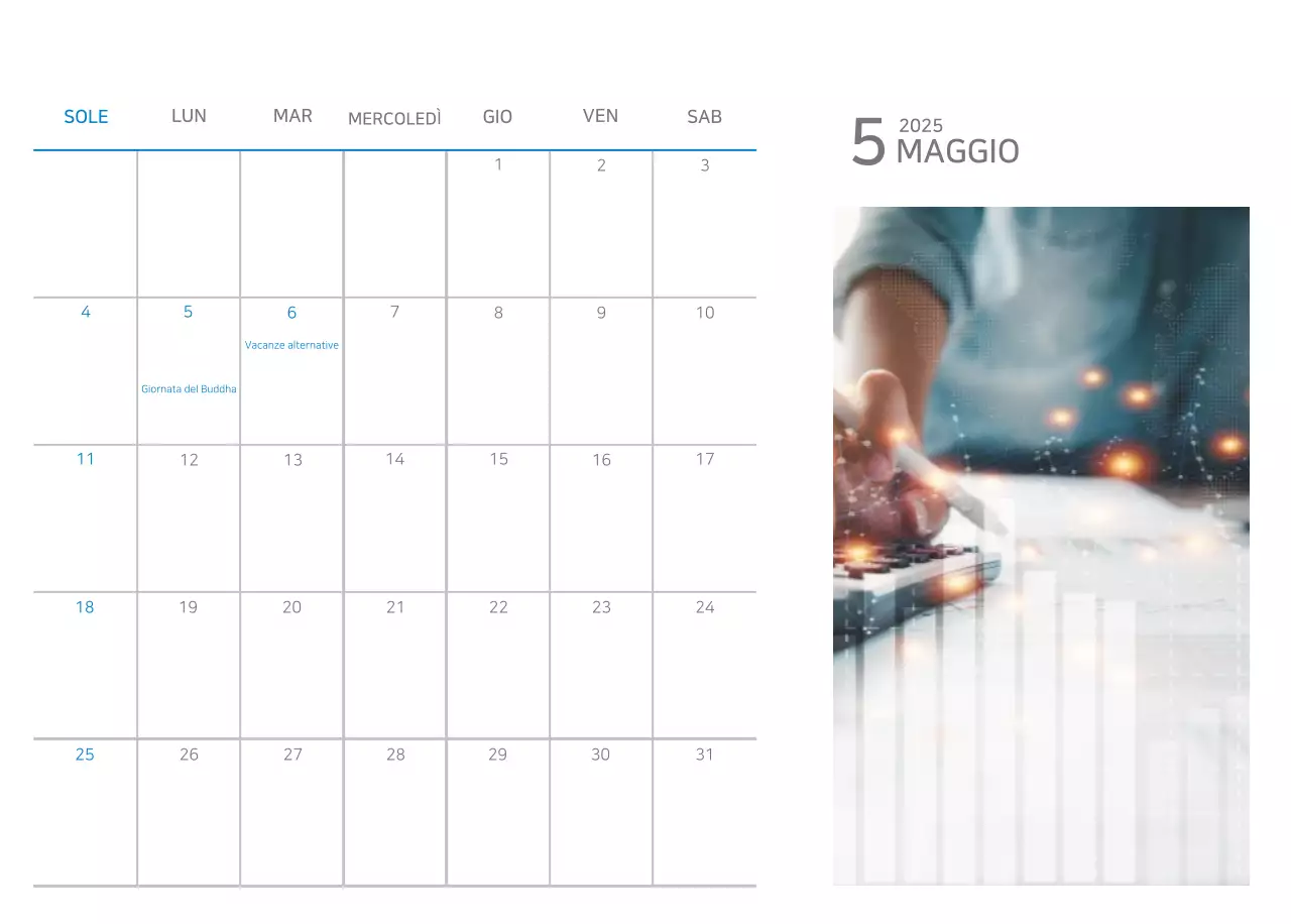 Calendario blu minimalista Promozioni aziendali