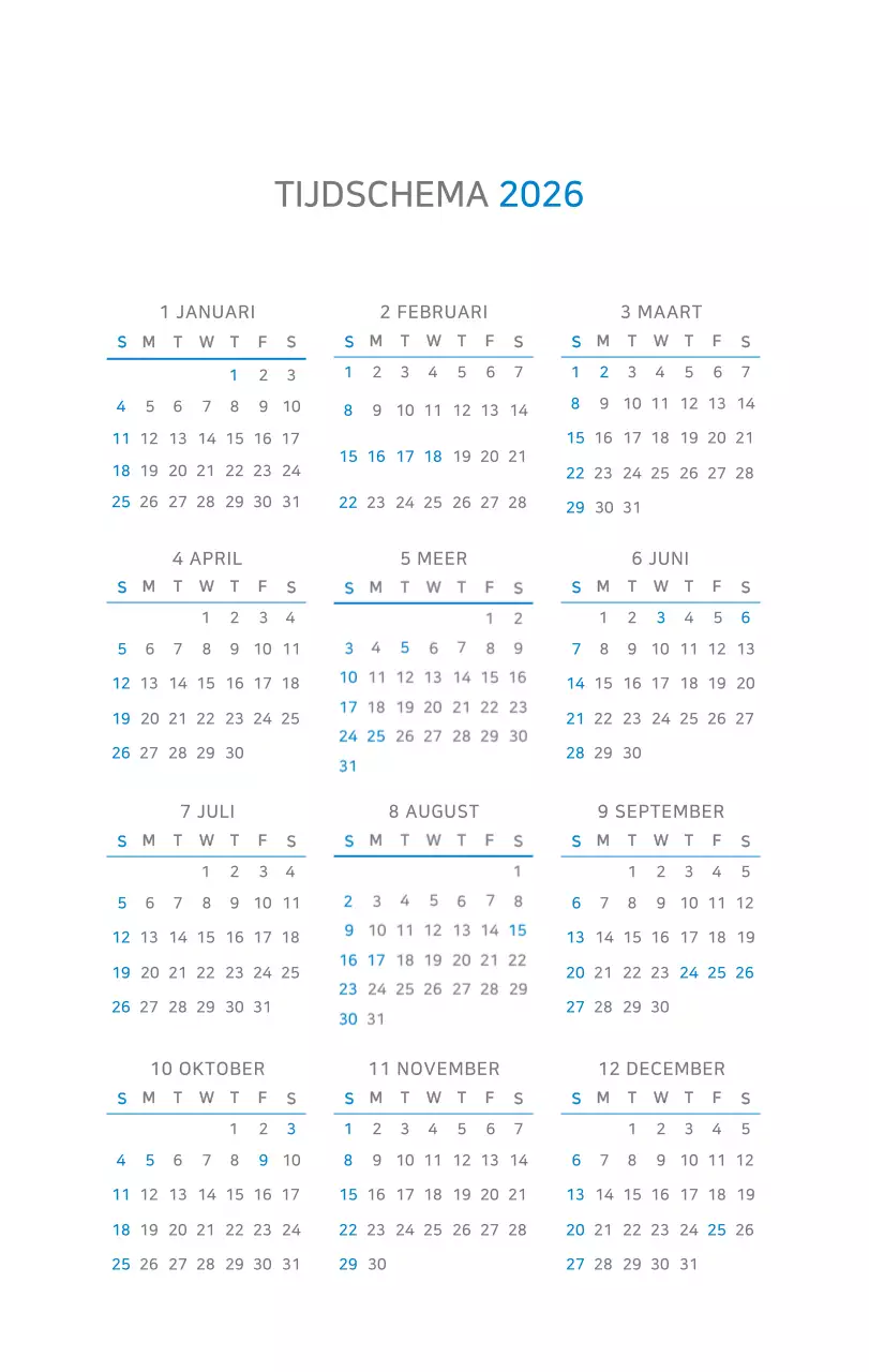 Blauwe moderne kalender bedrijfspromoties