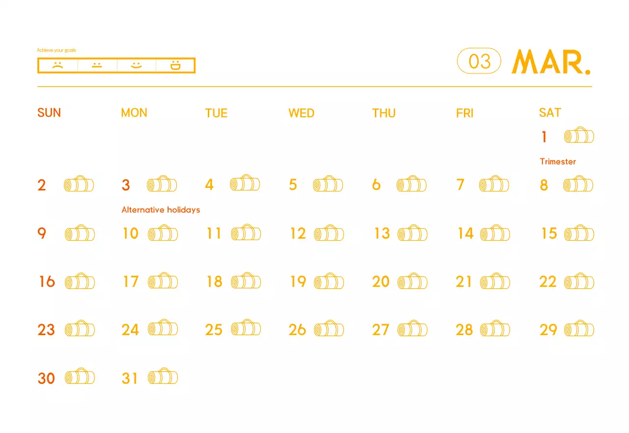 Kalender Promosi Yoga Minimalis Oranye