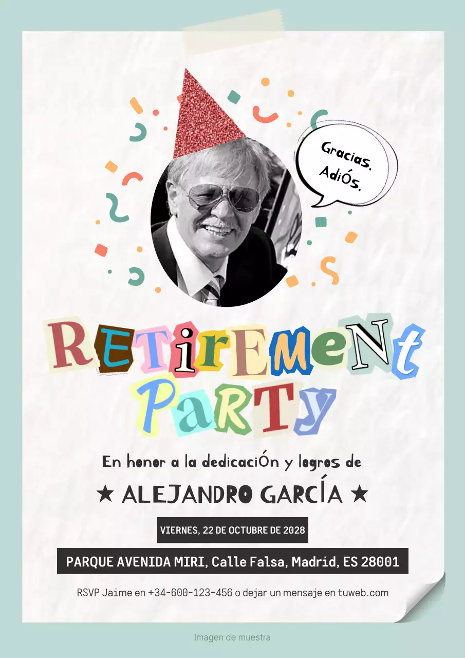 colorida invitación de jubilación retro