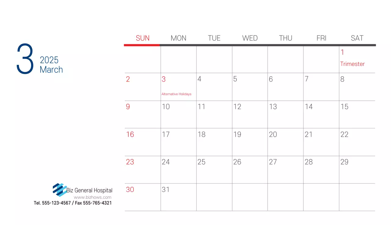 Kalender Promosi Rumah Sakit Sederhana Putih Angkatan Laut