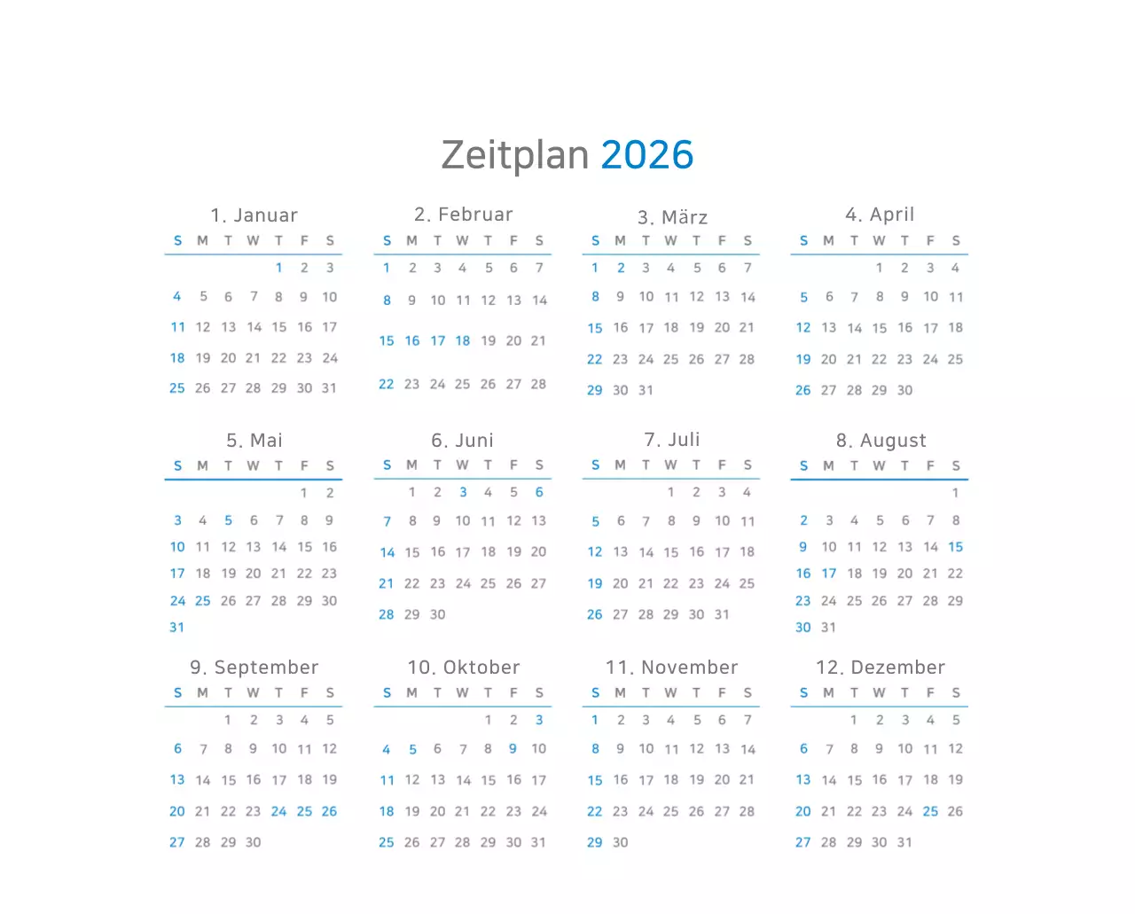 Blauer moderner Kalender Kalender