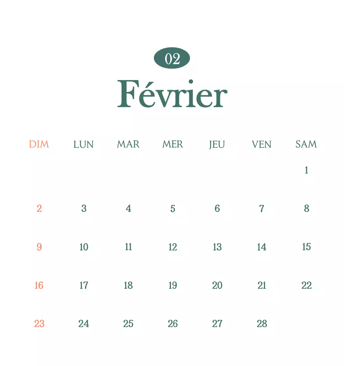 Un calendrier moderne pour les cafés avec des recommandations sur la boisson du mois.