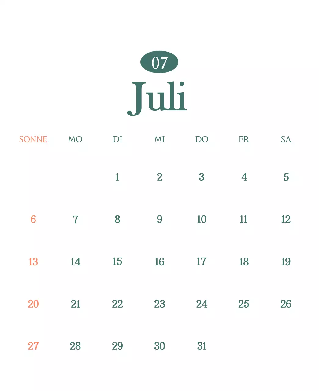 Ein moderner Café-Kalender mit Empfehlungen für das Getränk des Monats