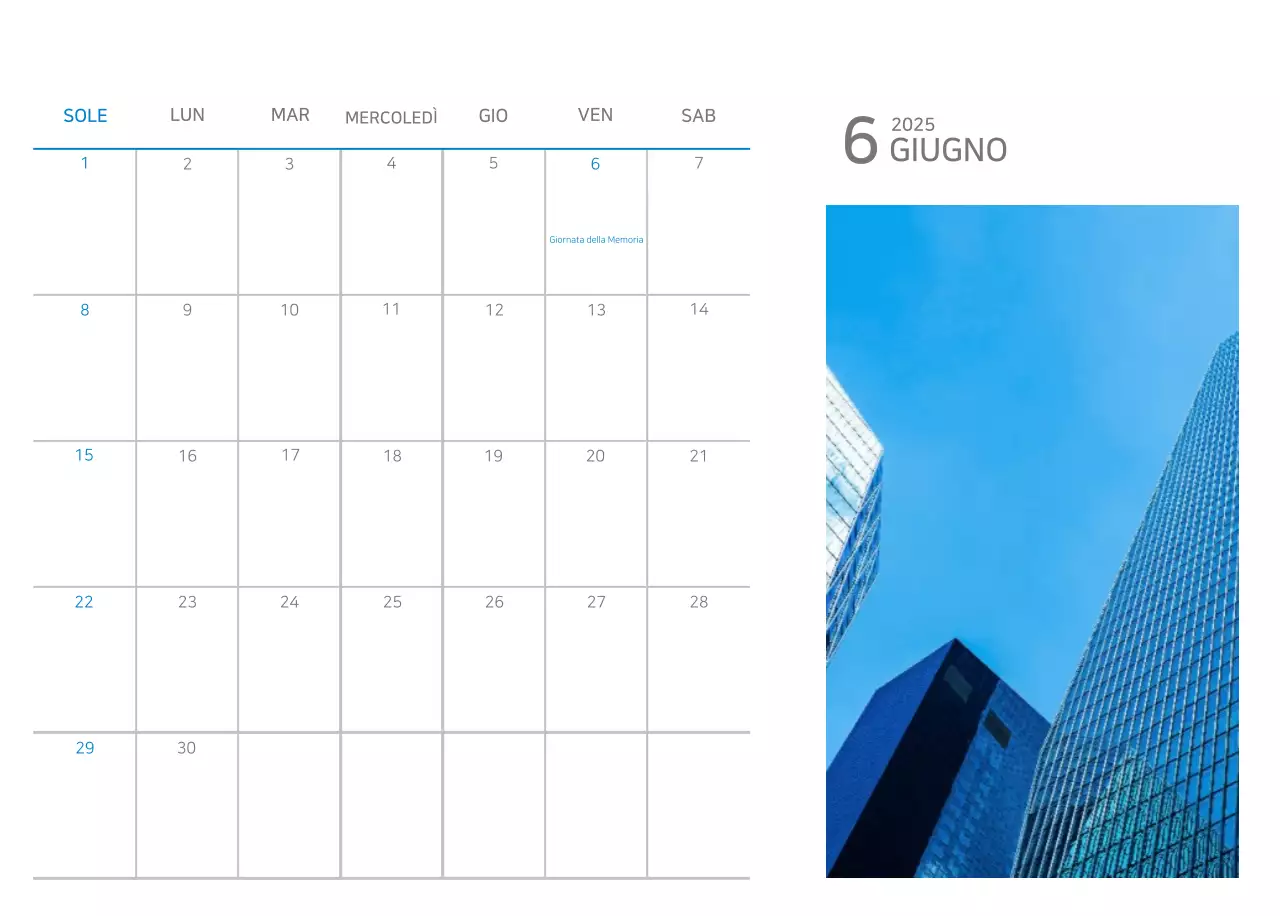 Calendario blu minimalista Promozioni aziendali