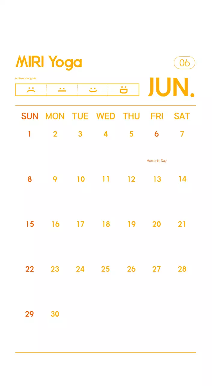 Orange Minimalist Yoga Promotional Calendar