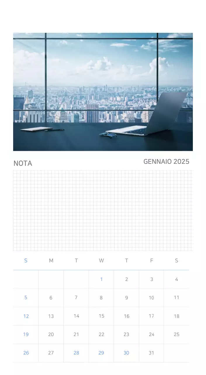 Calendario minimalista blu