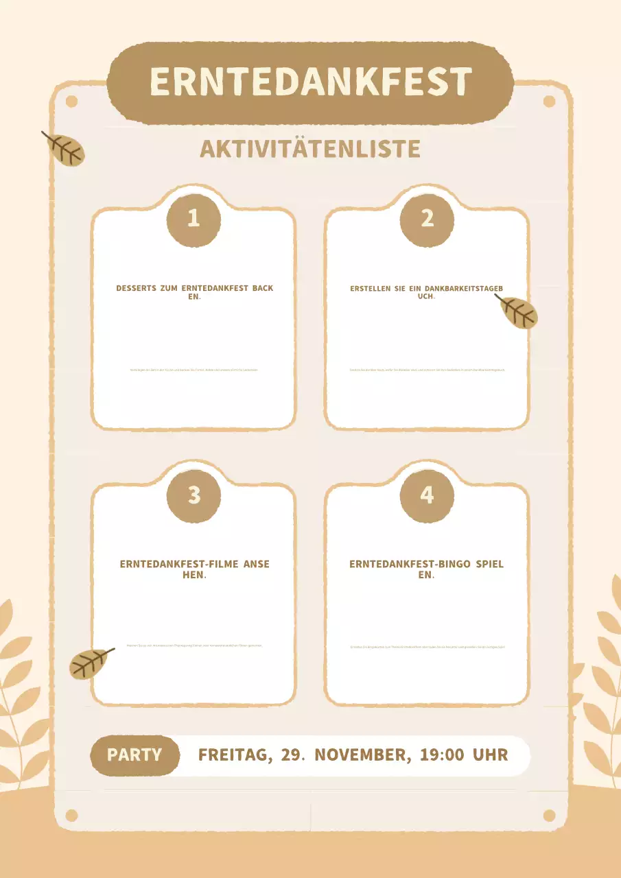 beige saubere Danksagung Aktivitätsleitfaden