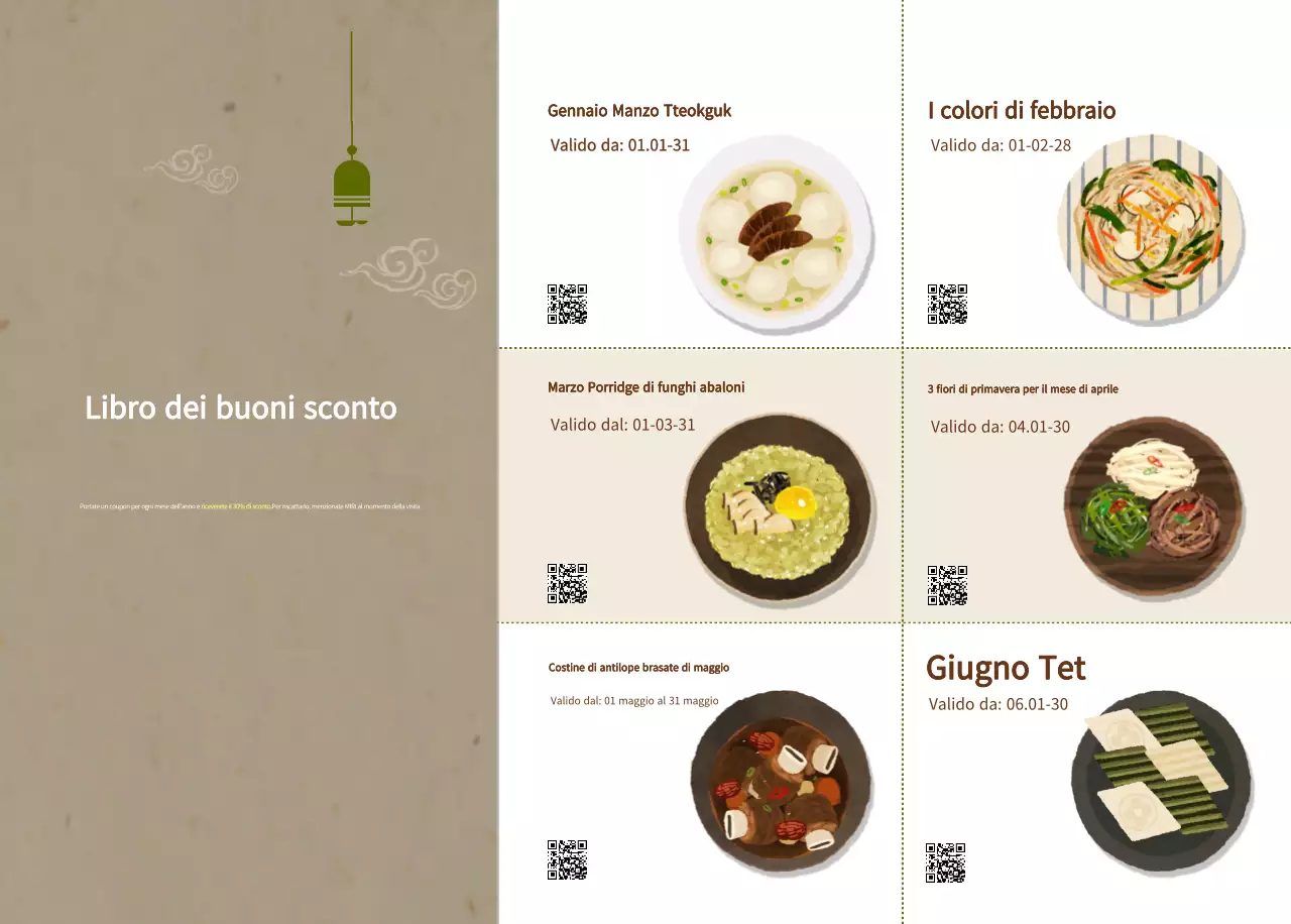 Calendario alimentare tradizionale beige