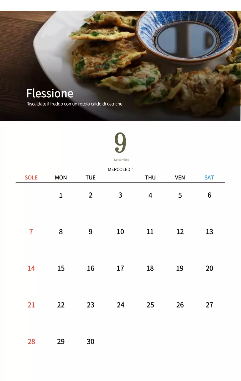 Calendario alimentare tradizionale beige