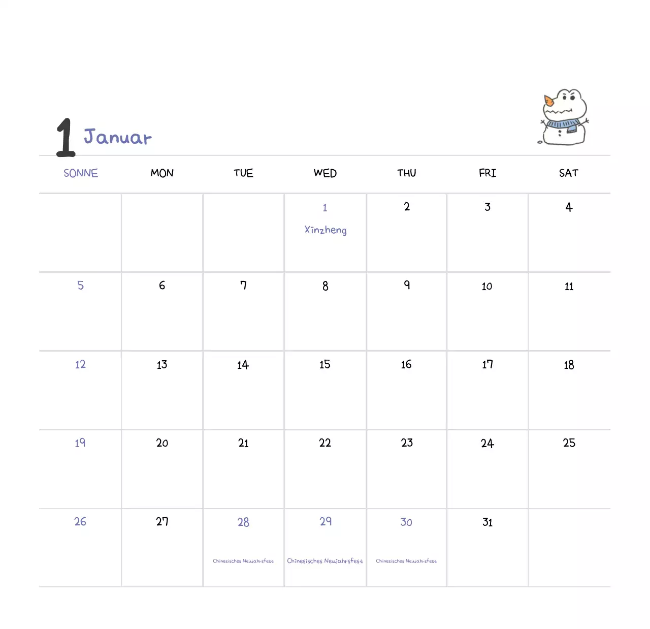 Ein Kalender mit einem niedlichen Ago-Illustrationskonzept