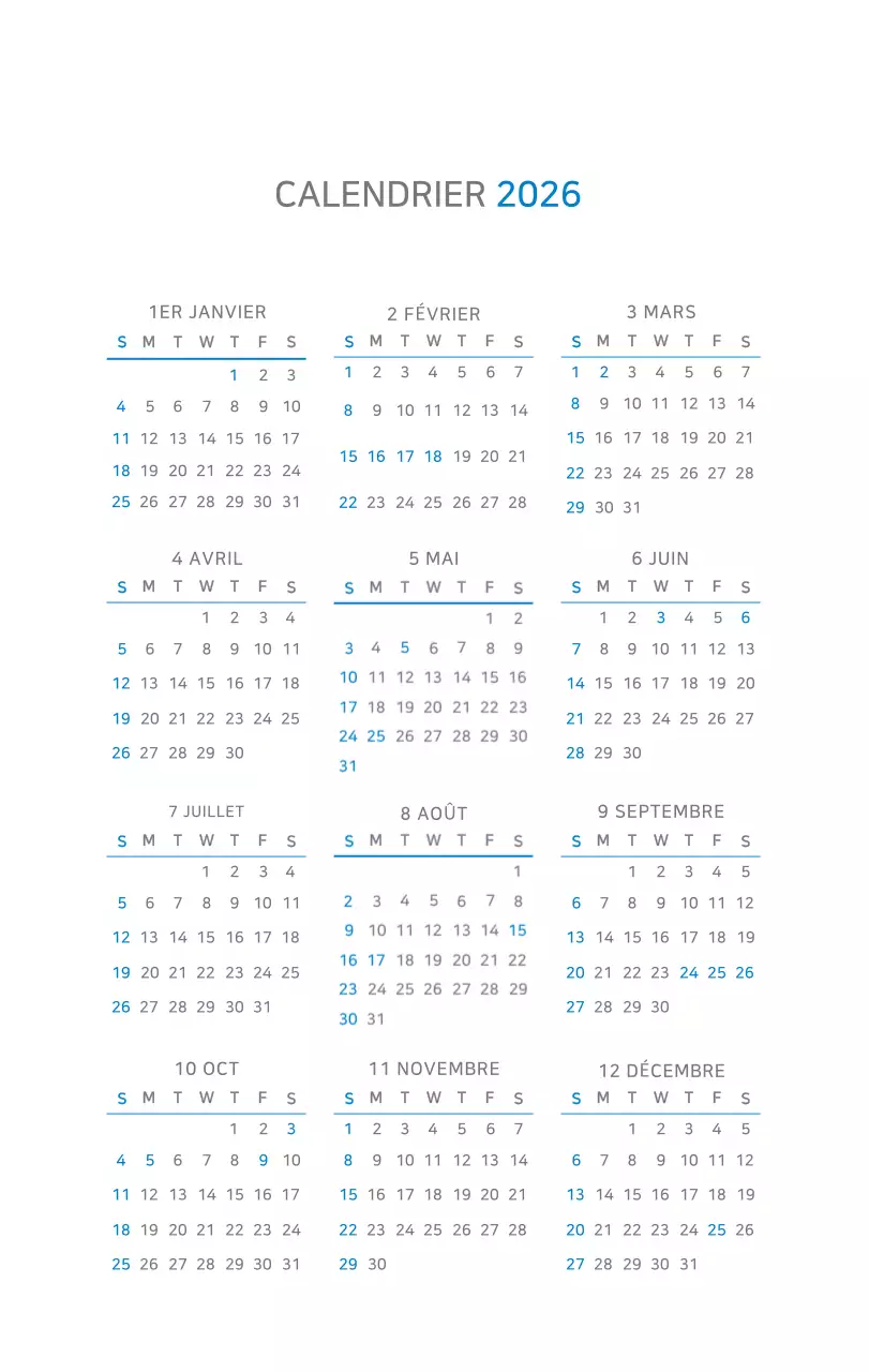 Calendrier moderne bleu Promotions d'entreprise