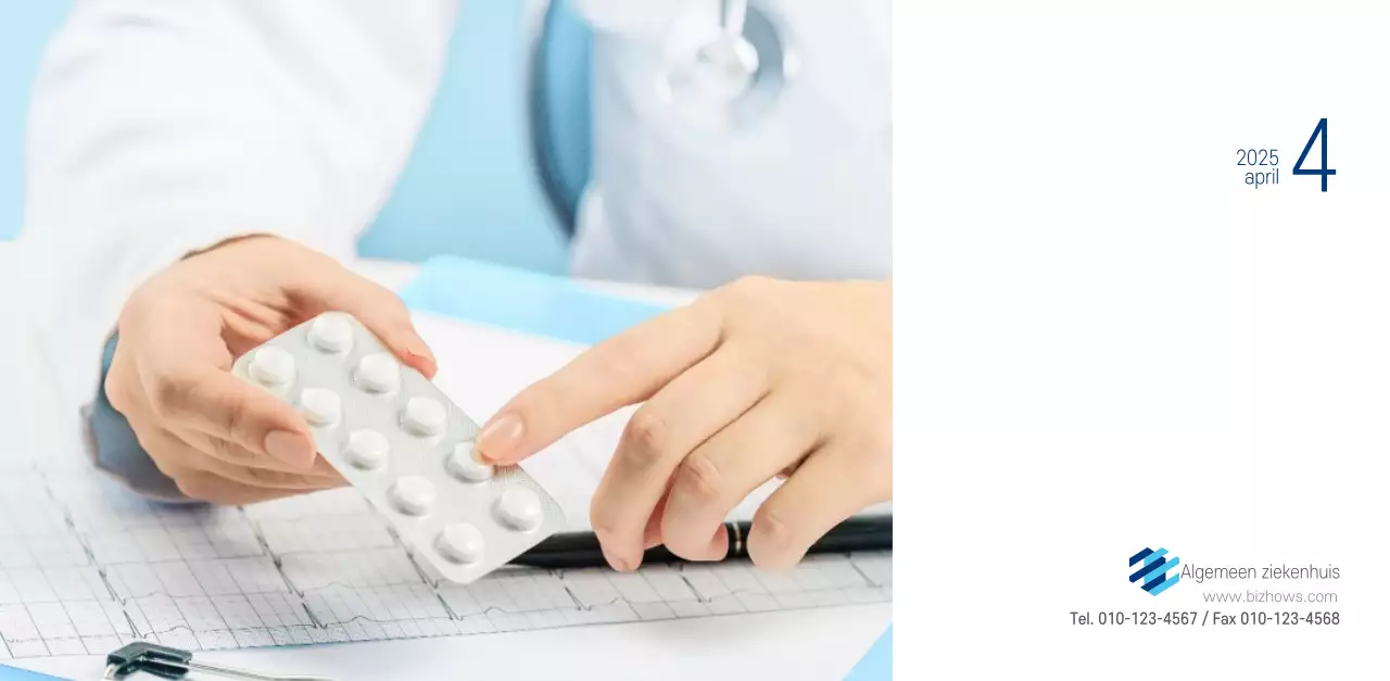 Navy Witte Eenvoudige Ziekenhuis Promotiekalender