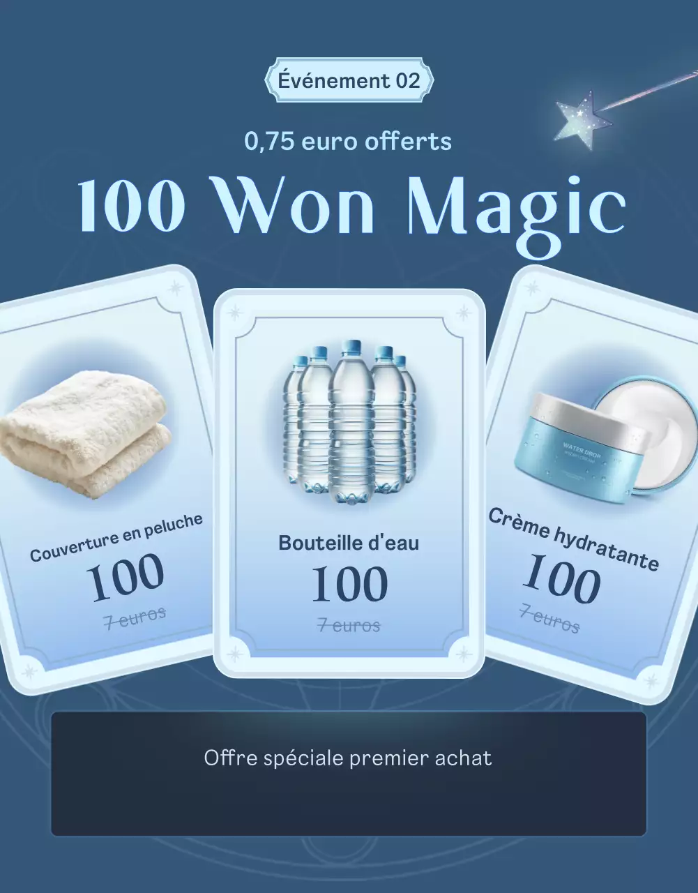 Promouvoir un événement de coupons de fantaisie noir et bleu