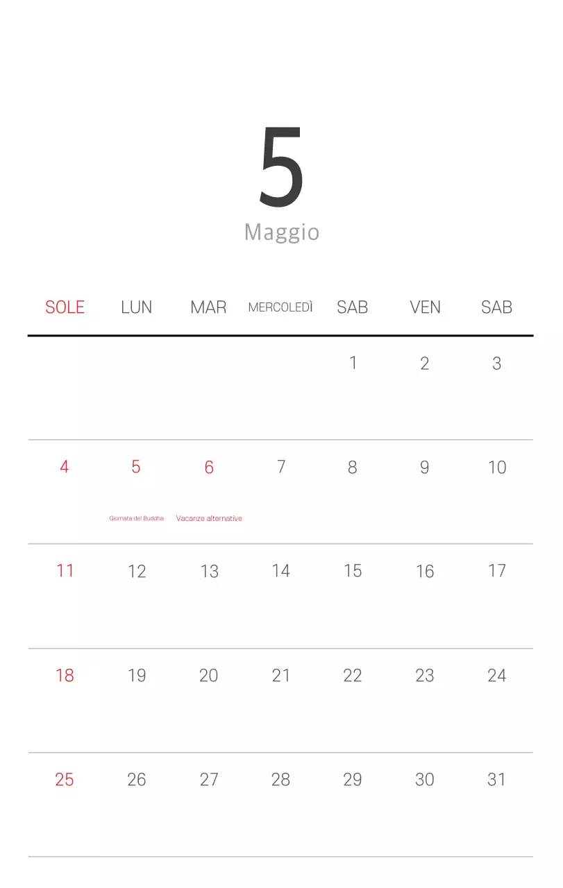 Calendario botanico naturale bianco e pulito