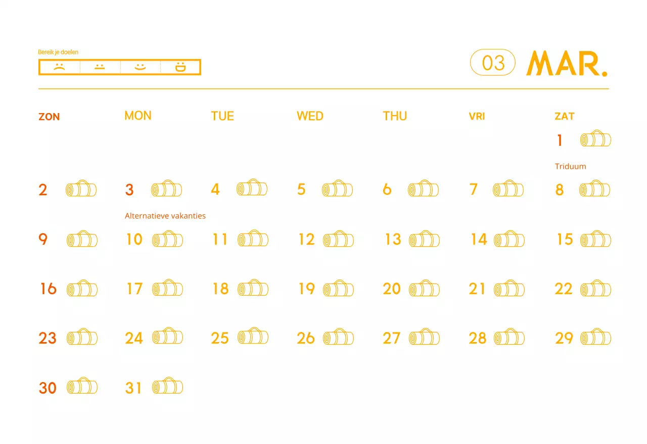 Oranje Minimalistische Yoga Promotiekalender