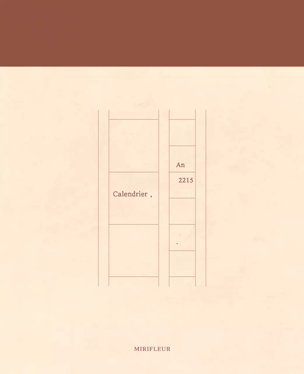 Calendrier sentimental de fleuriste en papier de laine marron clair et marron.