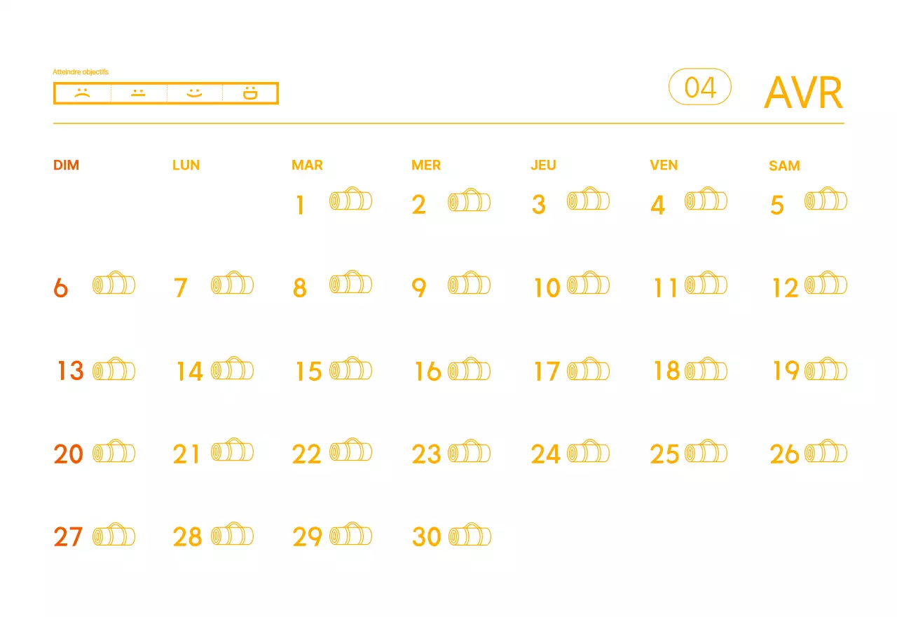 Calendrier promotionnel de yoga minimaliste orange