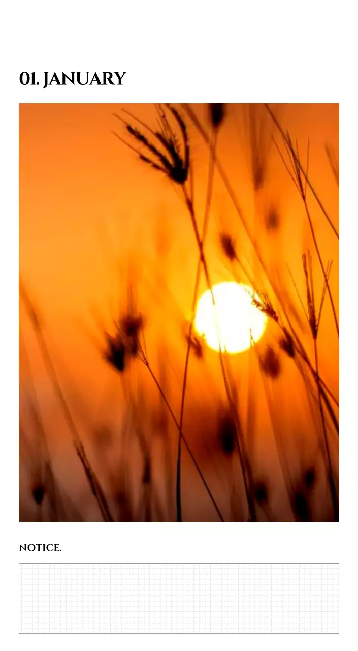 白黒の感性的な旅行写真をコンセプトにしたシンプルなカレンダー。