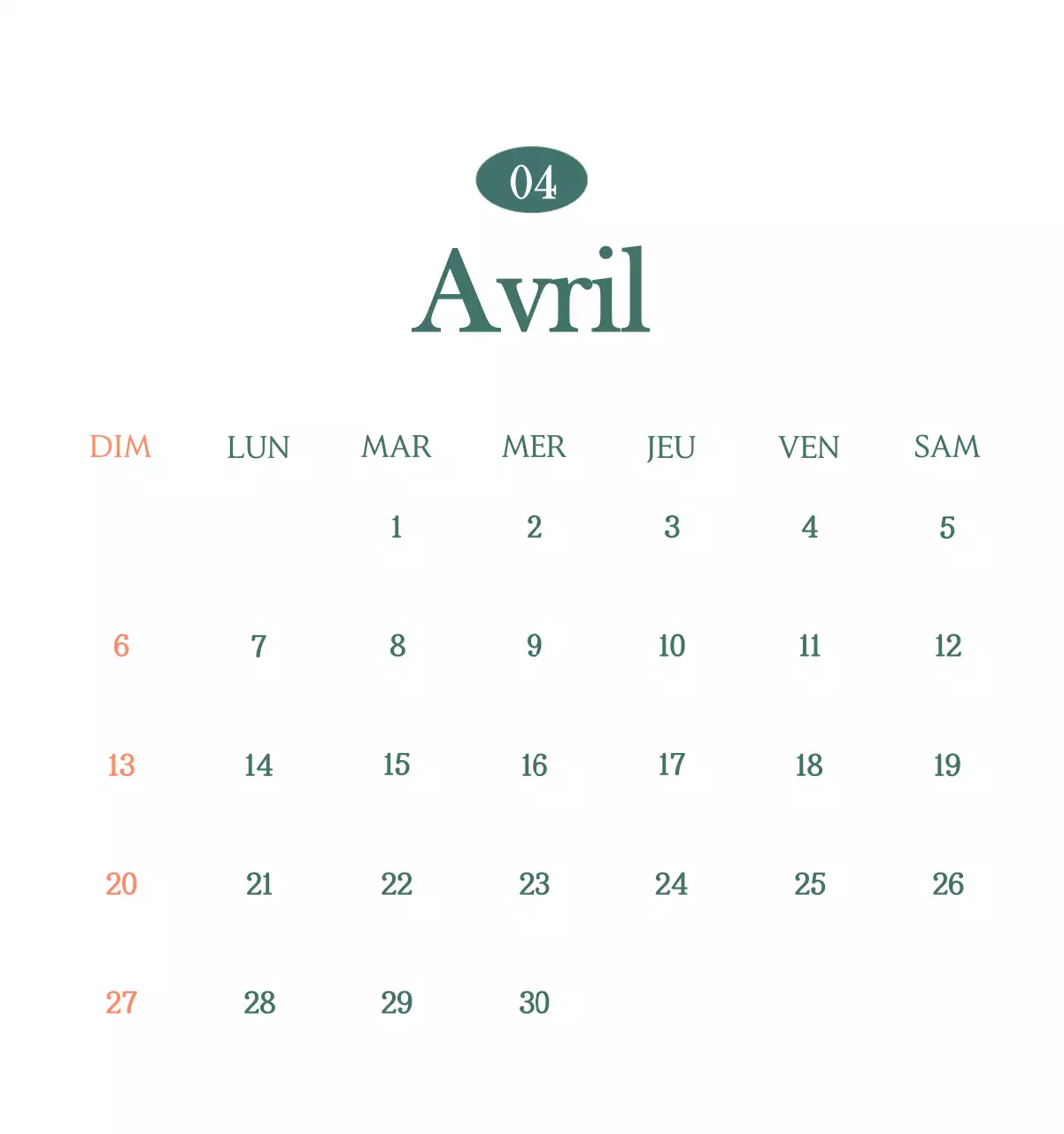 Un calendrier moderne pour les cafés avec des recommandations sur la boisson du mois.