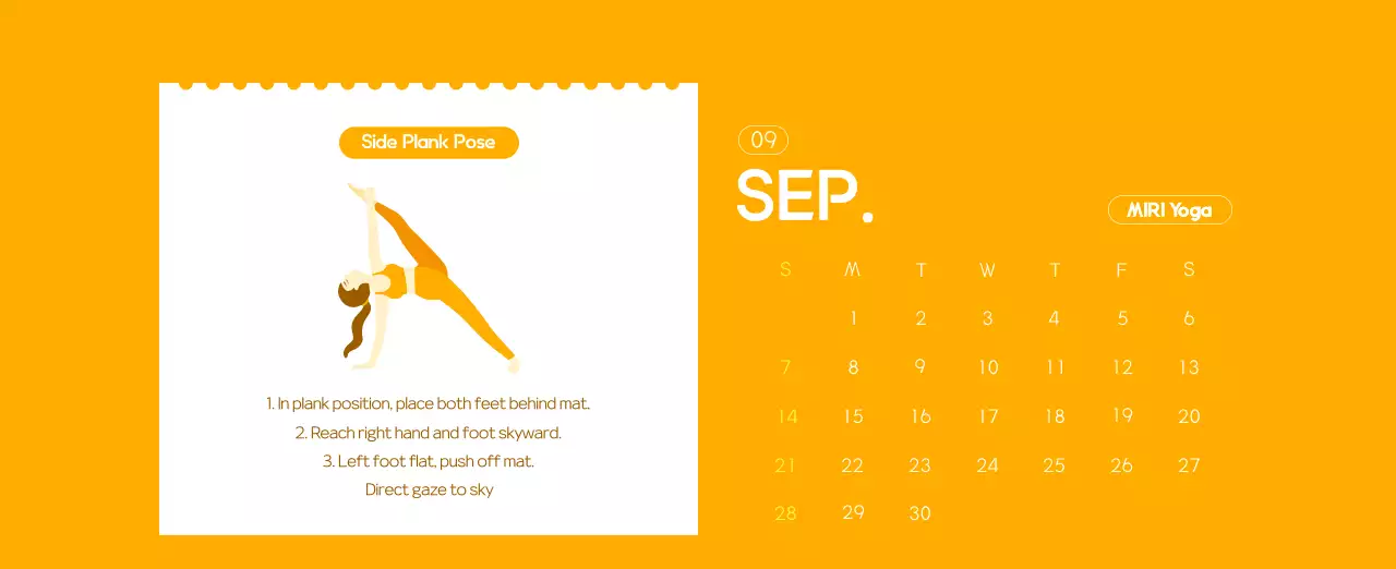 Orange Minimalist Yoga Promotional Calendar