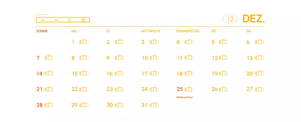 Orange Minimalistischer Yoga-Aktionskalender