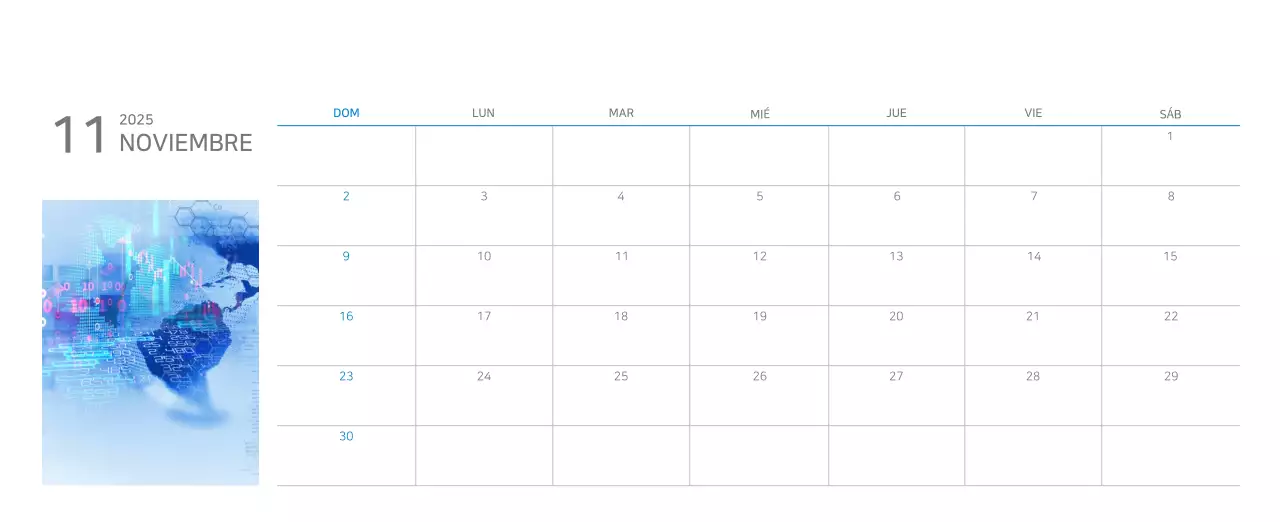 Calendario moderno azul Promociones de empresa