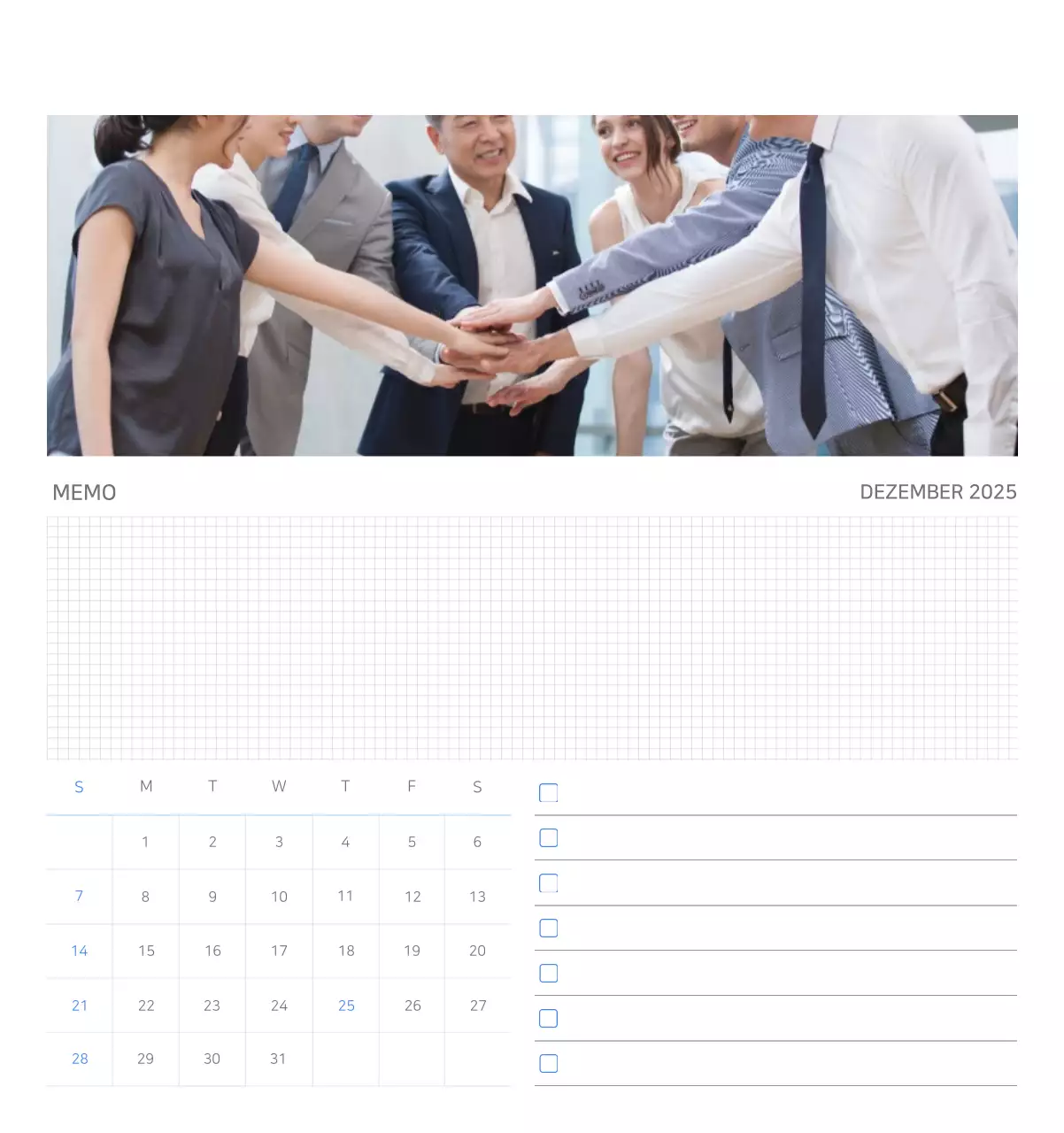 Blauer minimalistischer Firmenkalender Anzeige