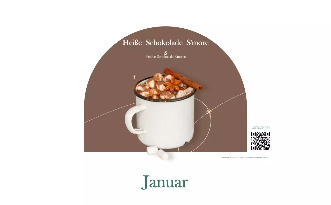 Ein moderner Café-Kalender mit Empfehlungen für das Getränk des Monats