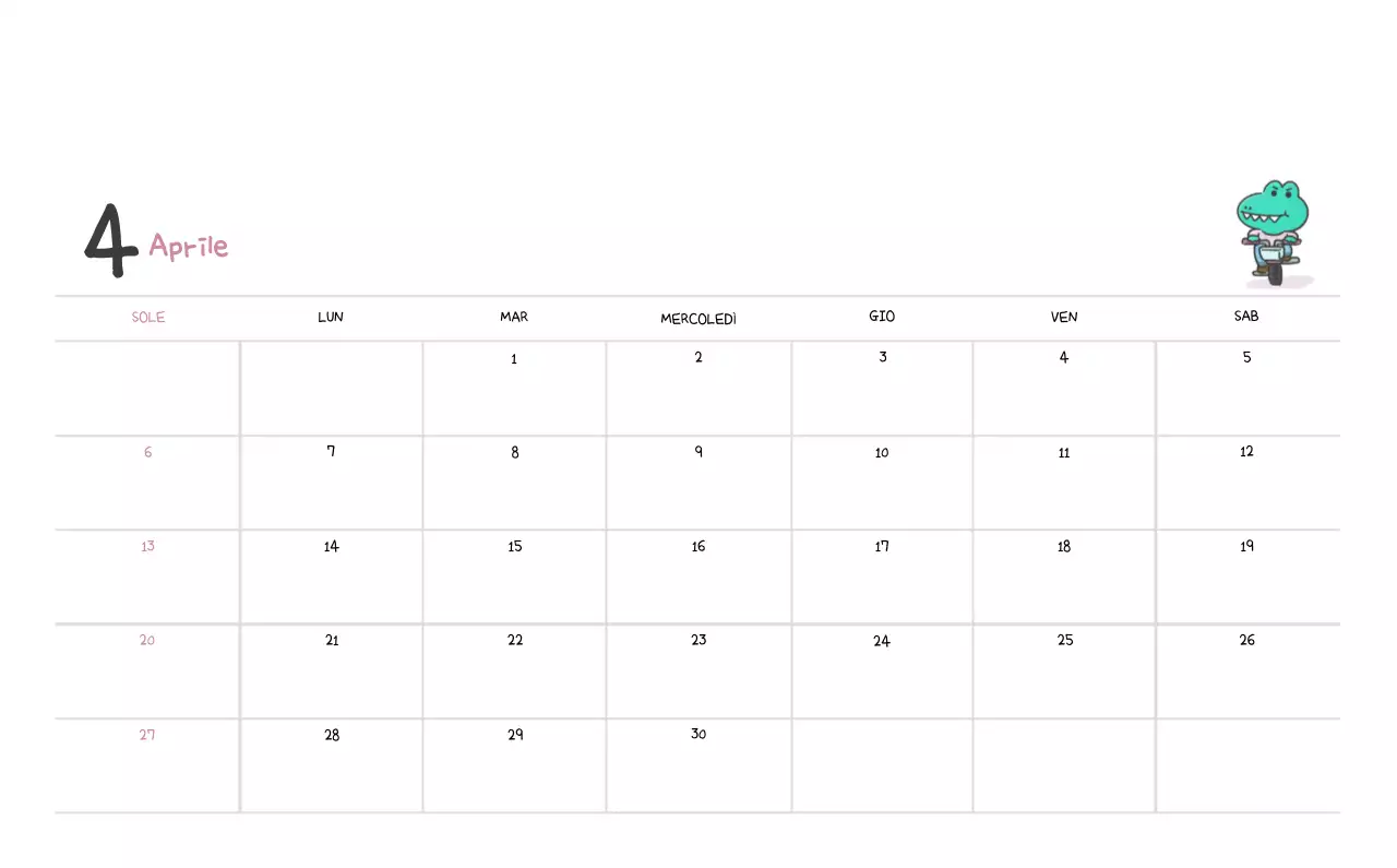 Un calendario con un simpatico concetto di illustrazione di Ago