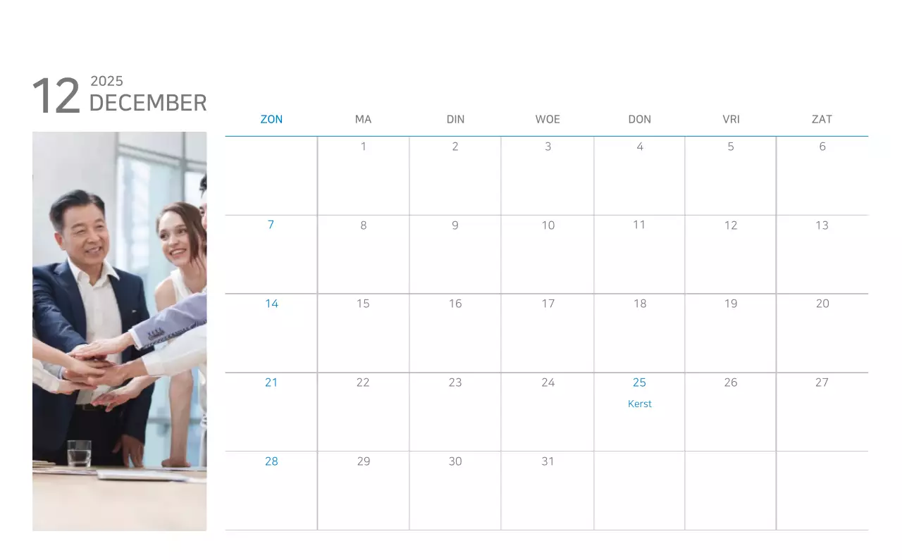 Blauwe minimalistische kalender