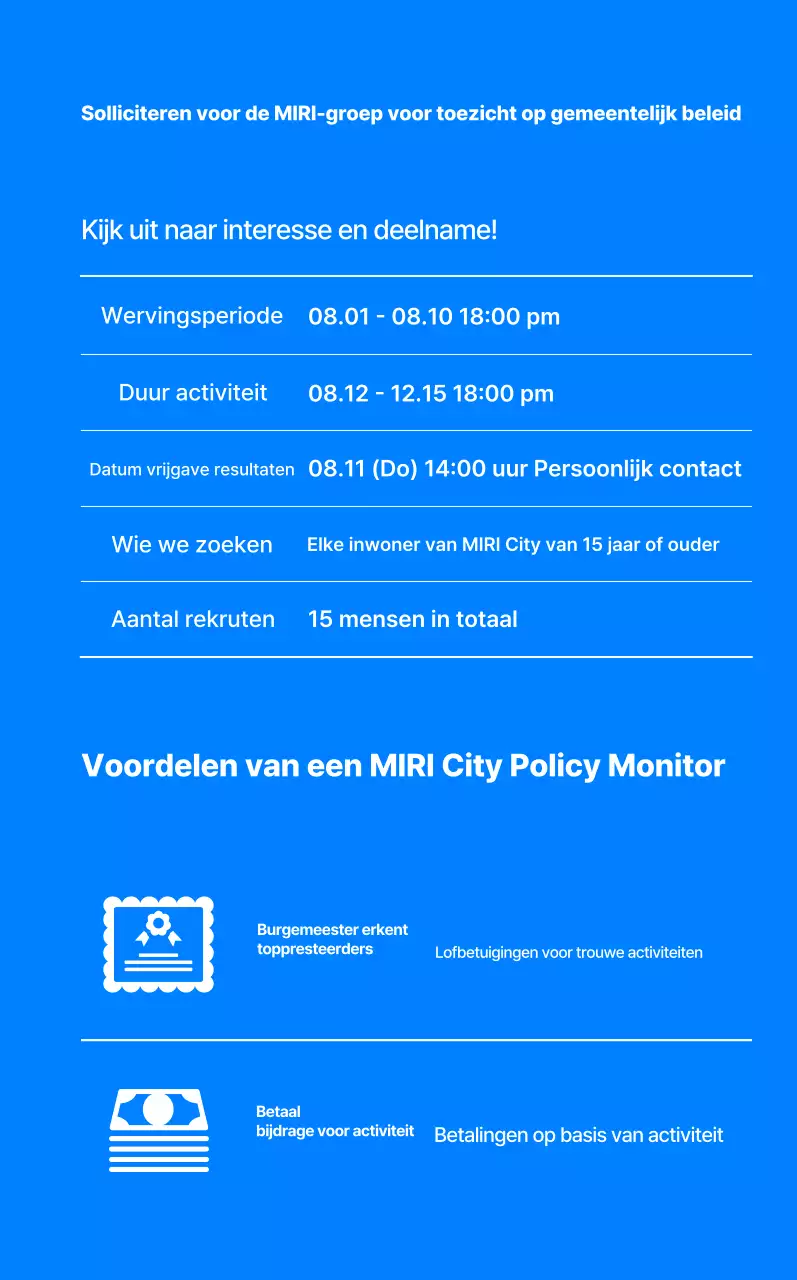 Aanwerving bevorderen voor de Blue Modern Policy Monitoring Group
