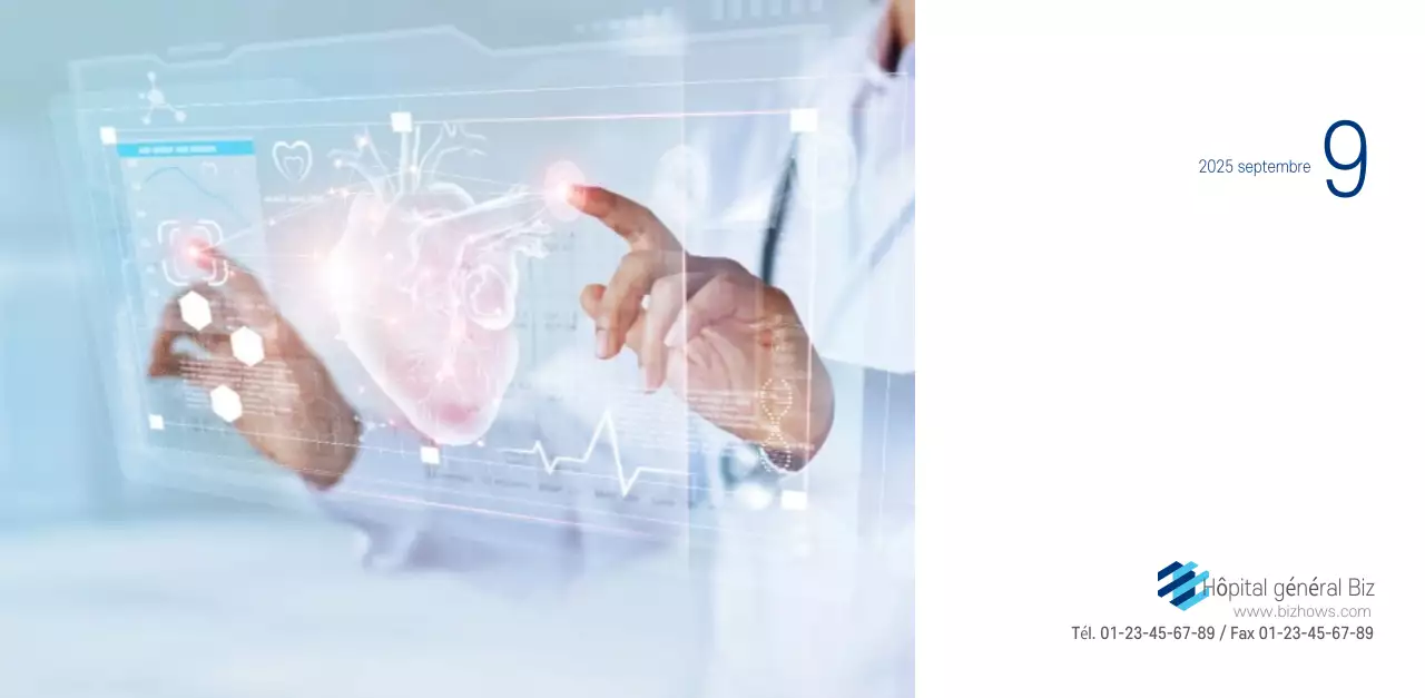 Calendrier promotionnel d'hôpital simple blanc marine