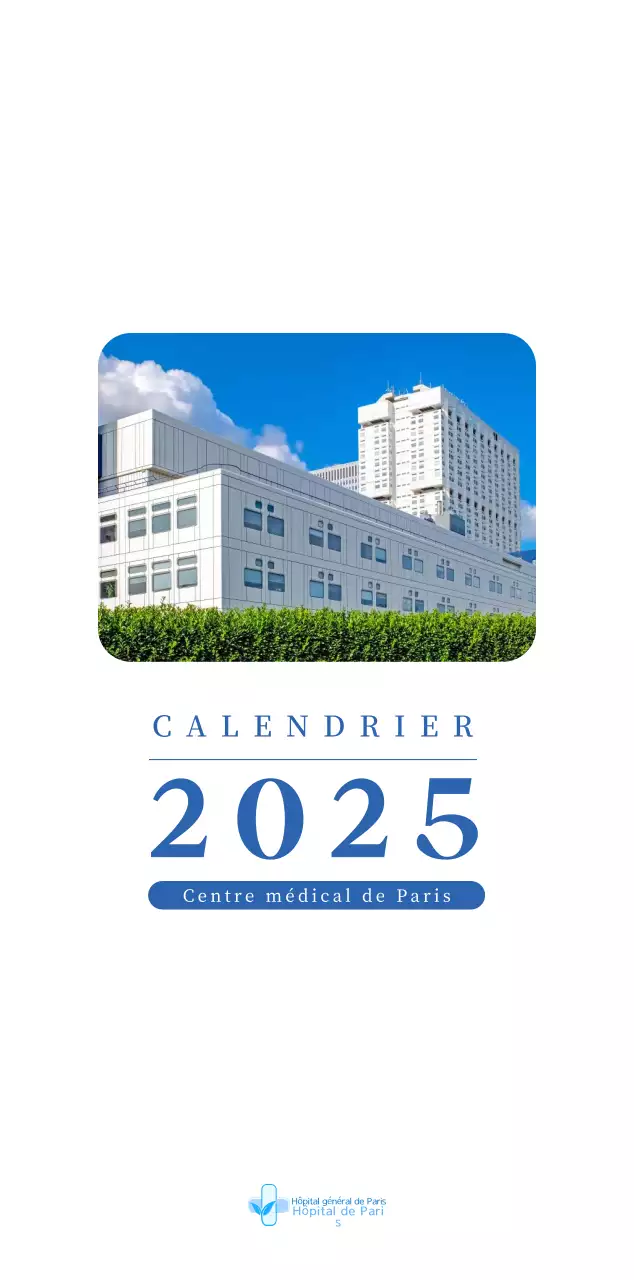 Calendrier hospitalier moderne bleu