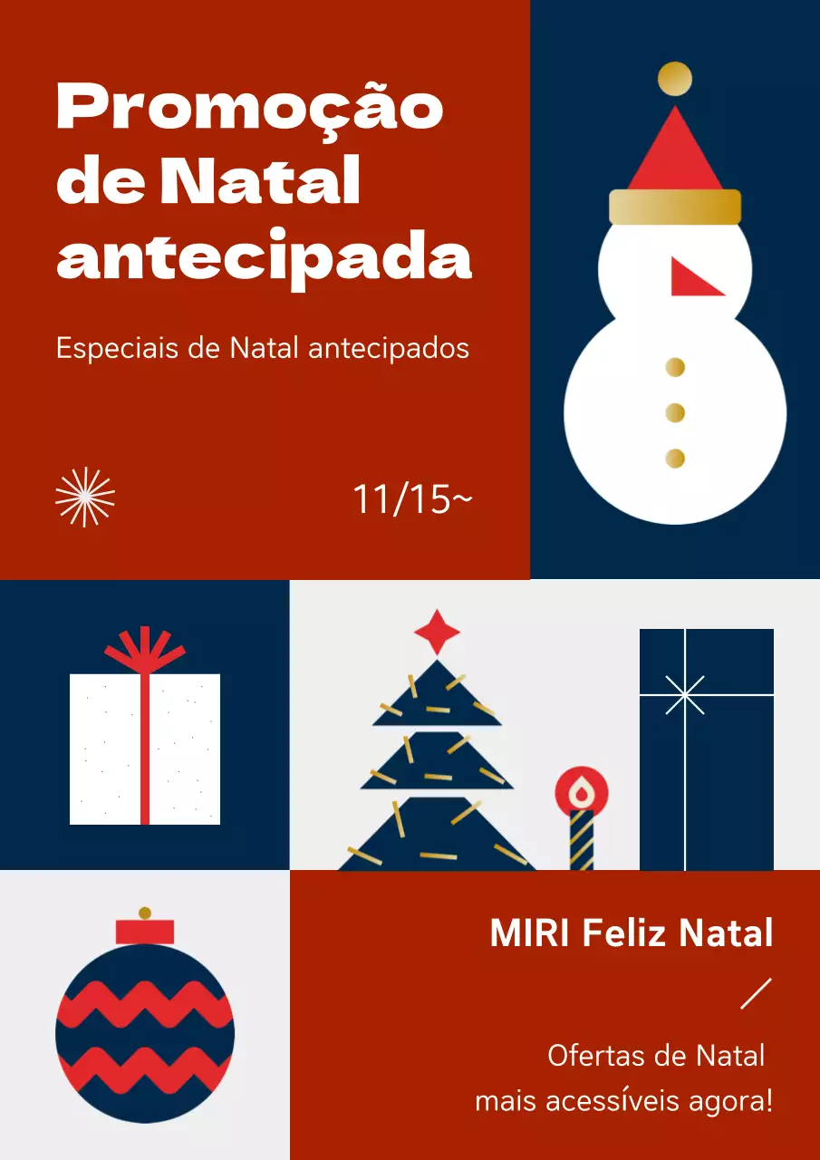 Promover uma exposição de Natal simples em vermelho e azul-marinho